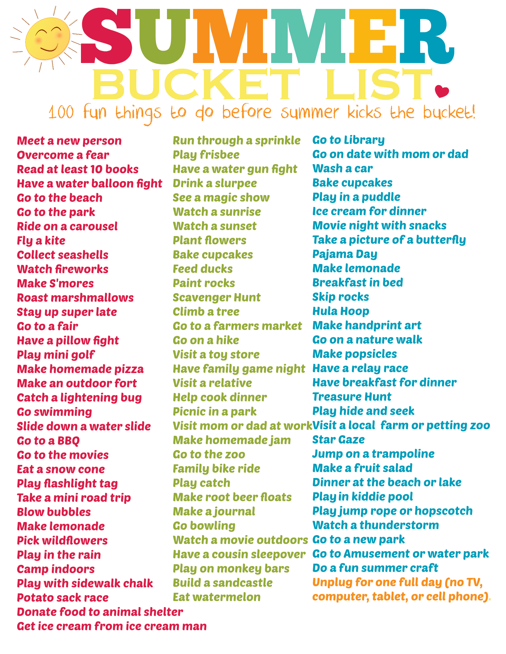 Summer Bucket List Printable 100 Fun Ideas Kasey Trenum