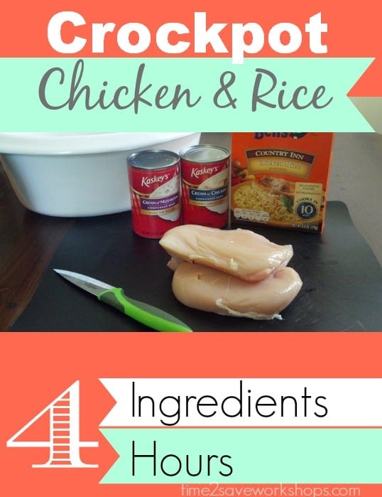 crockpot chicken and rice recipe ingredients ( 2 cans cream soup, uncle bens rice, boneless skinless chicken breasts 