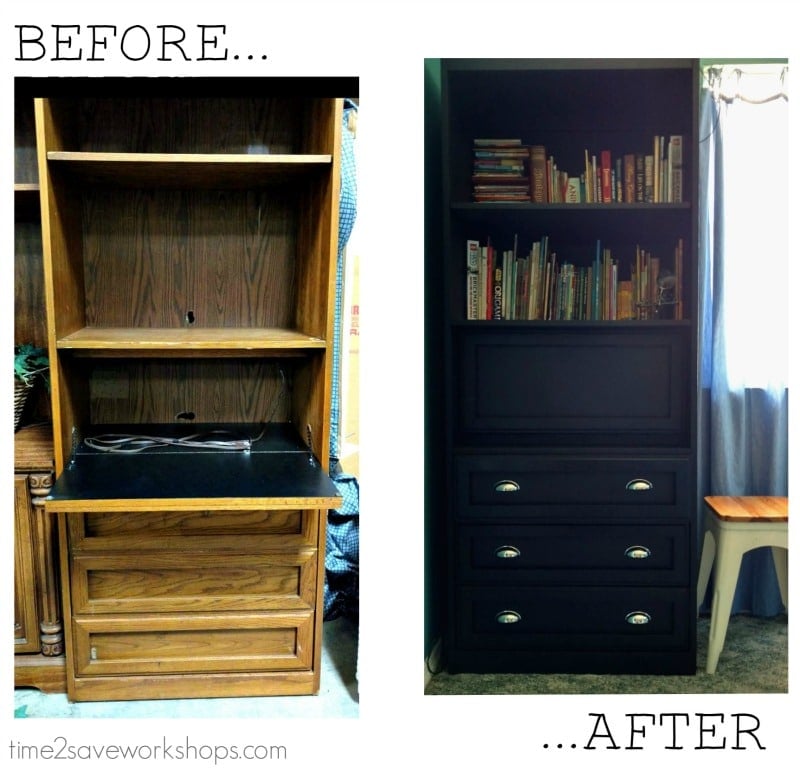 desk makeover before and after picture