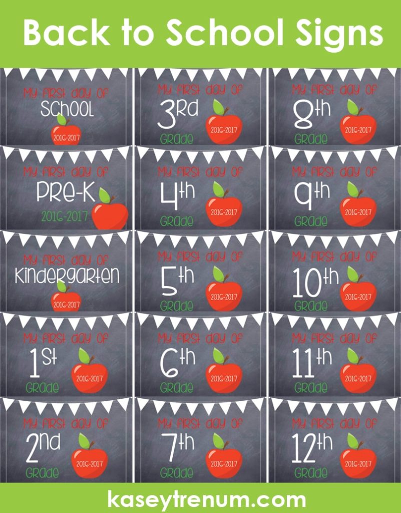 Back to School Printable Signs - Kasey Trenum