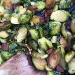 close up pic of Brussels sprouts and bacon