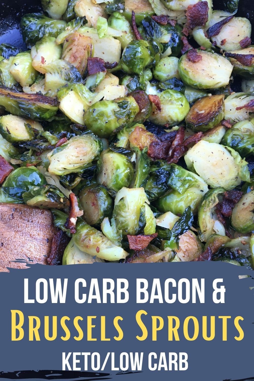 brussels sprouts and bacon in a cast iron skillet