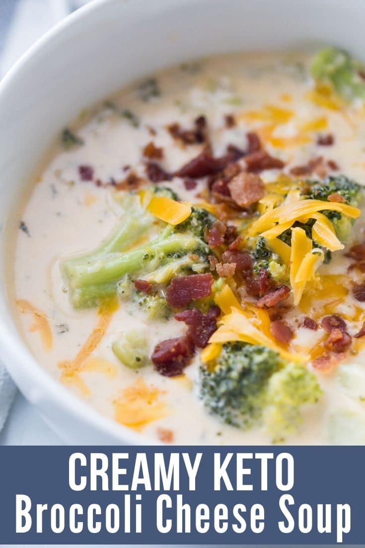 broccoli soup with bacon bits and shredded cheese