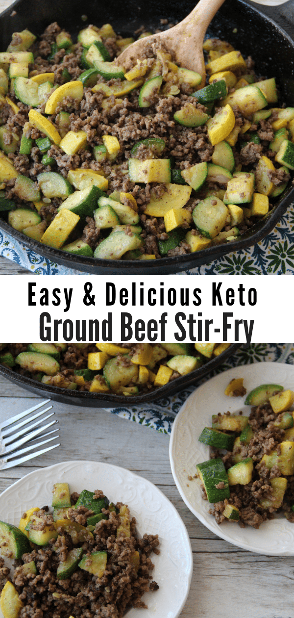 Keto Ground Beef Stir-Fry is so easy to make and it tastes delicious! Pair with a garden salad for a complete meal that takes minutes to get on the table.