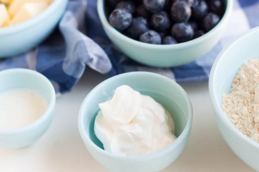 Ingredients for low carb blueberry bread