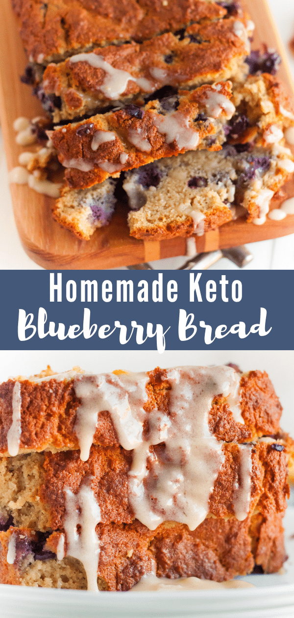 Easy Homemade Keto Blueberry Bread that is easy to make, delicious, and it doesn't taste eggy at all. This is a great keto bread recipe you'll love! #keto #lowcarb