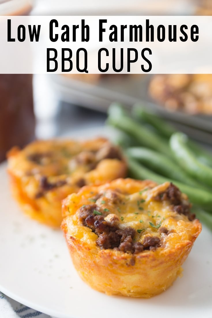 Farmhouse BBQ Low Carb Muffin Cups are loaded with tangy sugar-free low carb bbq sauce and cheesy goodness for an easy and delicious keto dinner idea. #keto #lowcarb