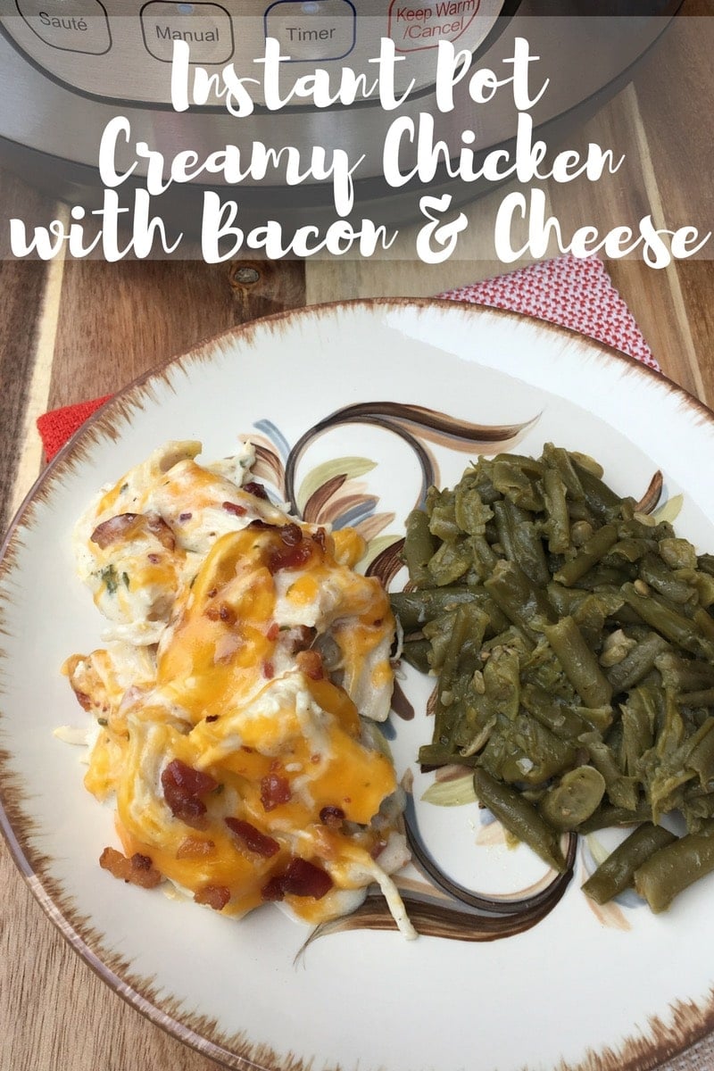 Instant Pot Keto Creamy Chicken with Bacon and Cheese is a great low carb meal that everyone will love. Easy chicken dinners ready in minutes are always a hit in our house and you'll love this amazing meal!