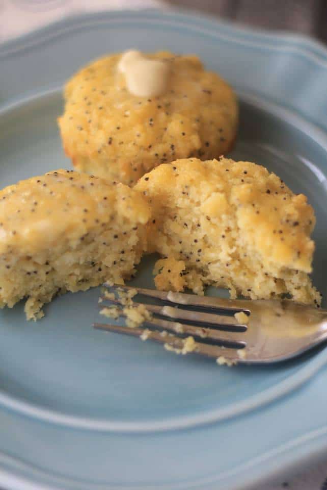 Keto Lemon Poppy Seed muffins on a plate