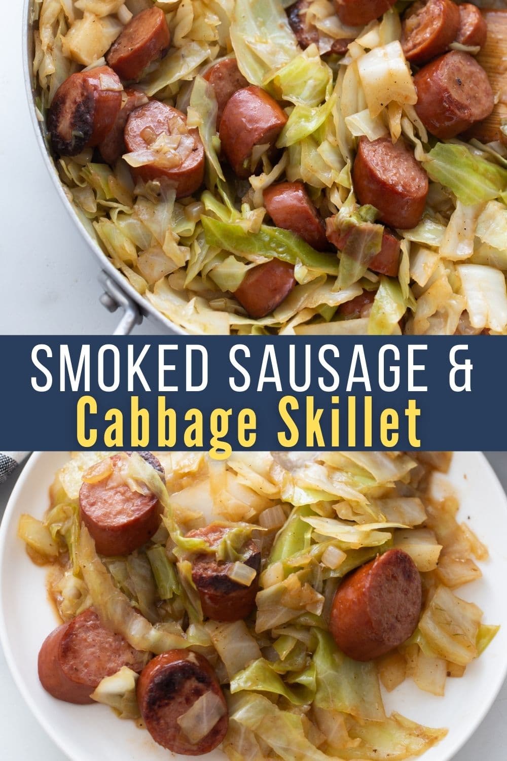 smoked cabbage and sausage collage image