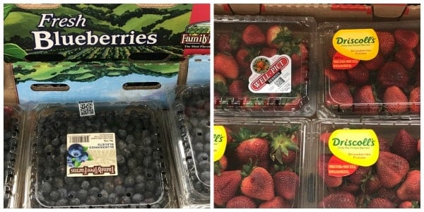packaged fresh strawberries and blueberries at Sam's Club