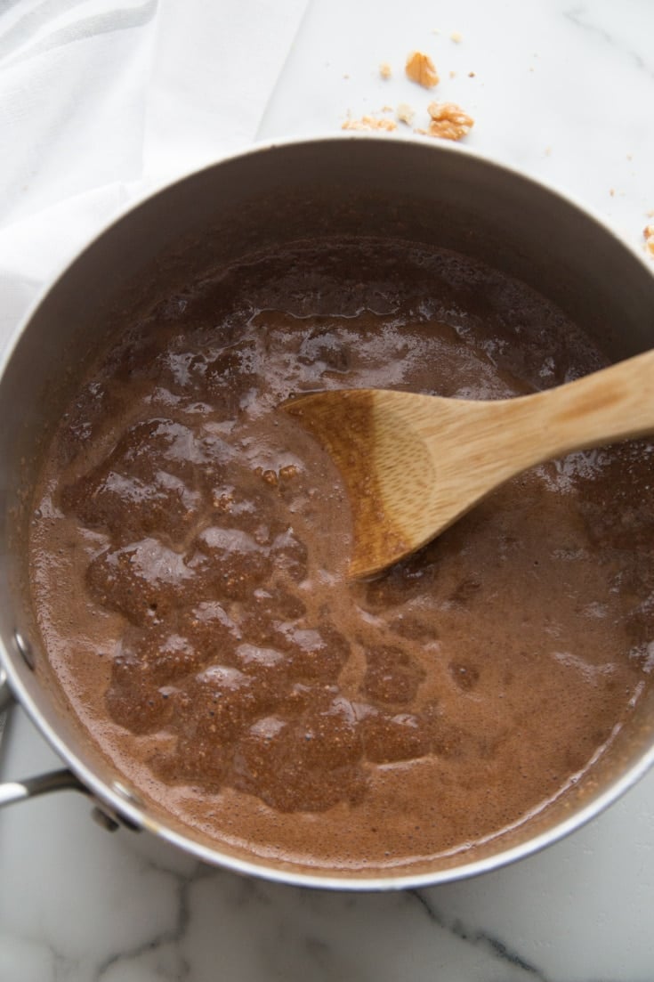 chocolate fat bomb melted in sauce pot