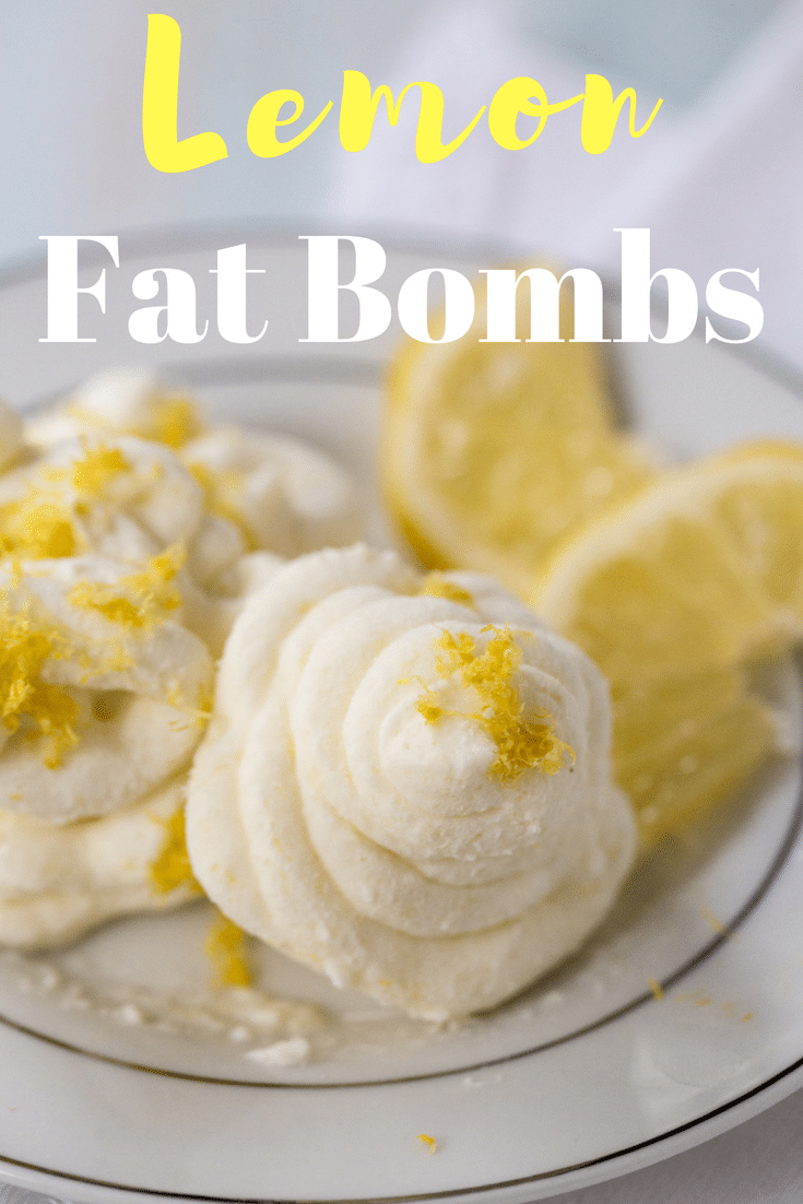 Lemon Keto Fat Bombs sitting in a bowl with text overlay that reads "lemon fat bombs"