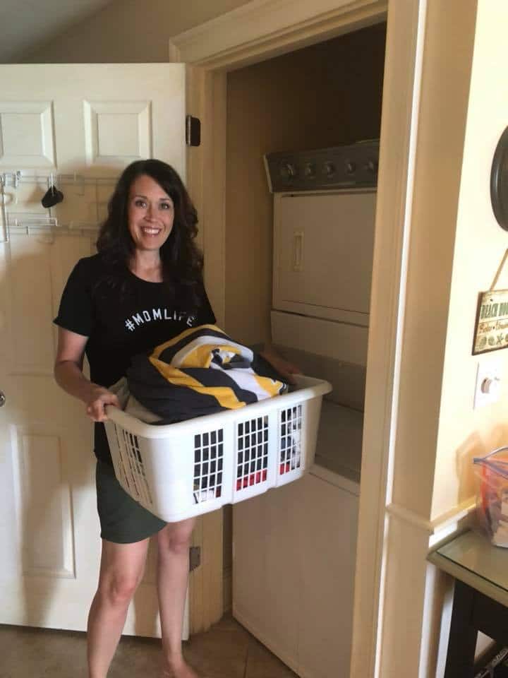 mom with laundry basket