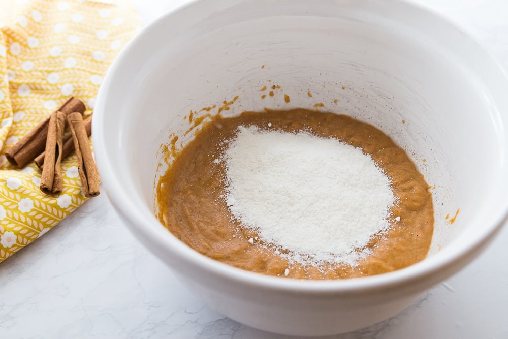 pumpkin pie spices and coconut flour in a bowl