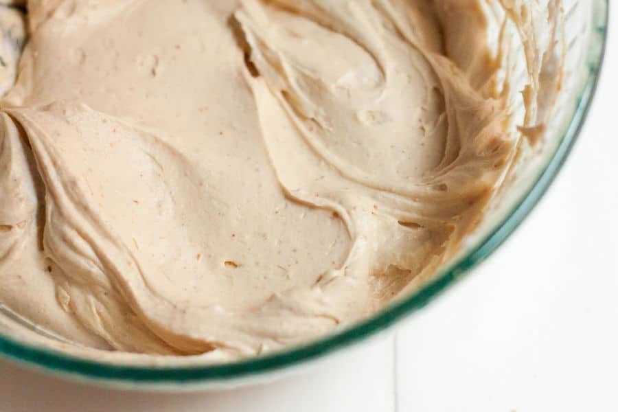 fluffy peanut butter mousse in a bowl