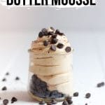 peanut butter fluff in a jar with chocolate chips