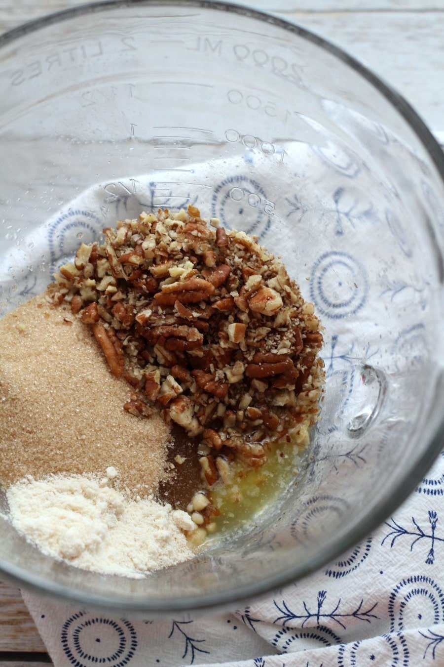 ingredients for keto pumpkin crisp in bowl