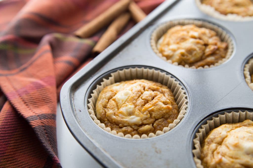 low carb muffins out of the oven in muffin tin