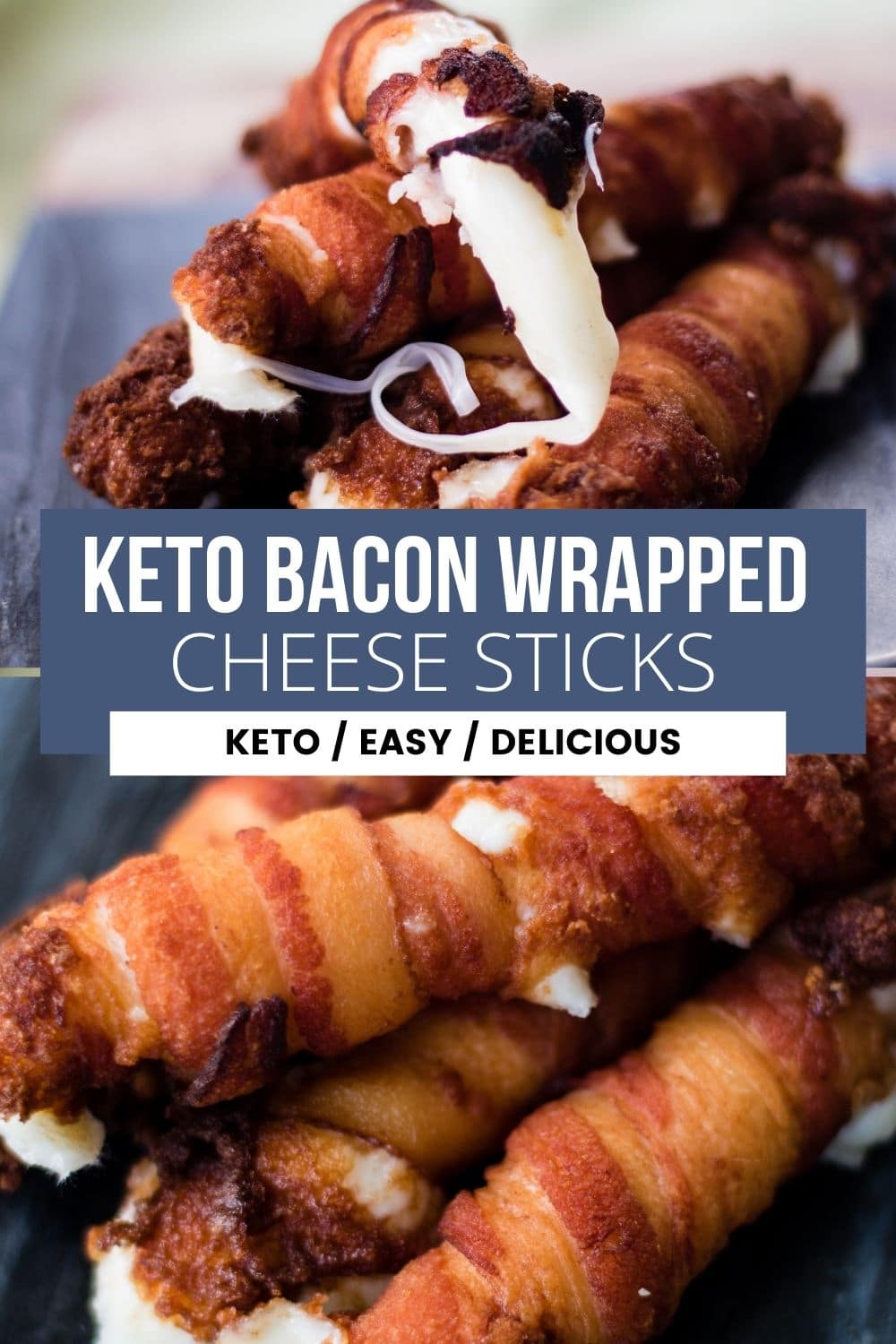 bacon wrapped cheese stick collage image