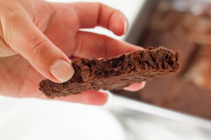 hand holding a keto brownie