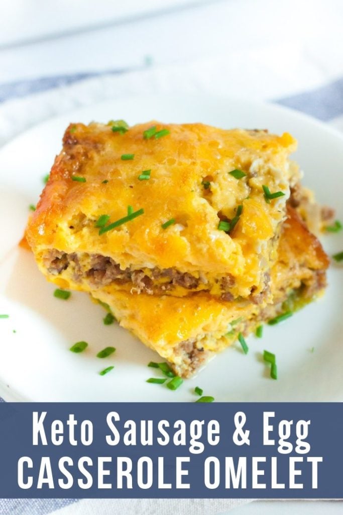 Low Carb Sausage & Egg Casserole Omelet on a plate