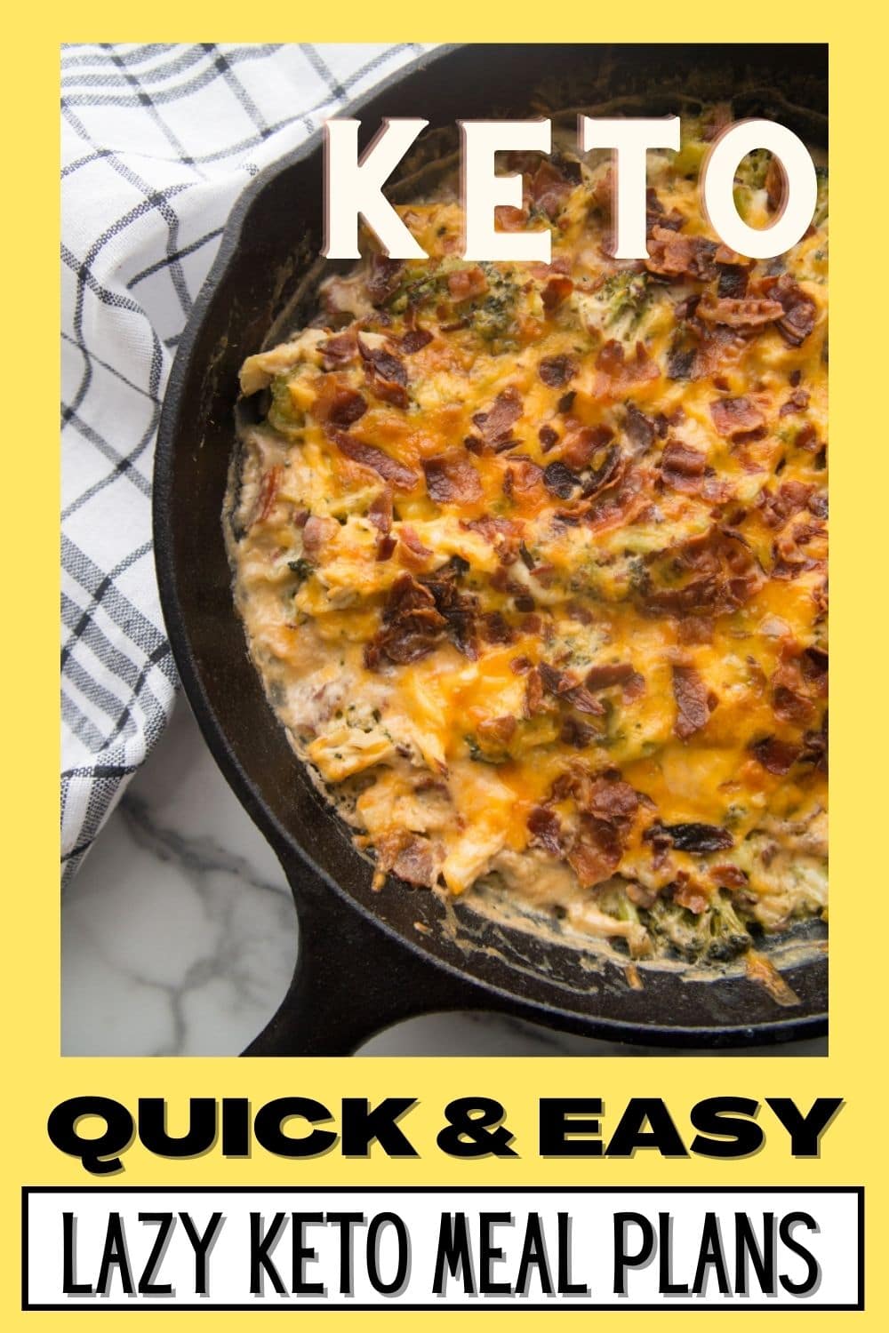 Keto Meal Plan Graphic with a cast iron skillet meal