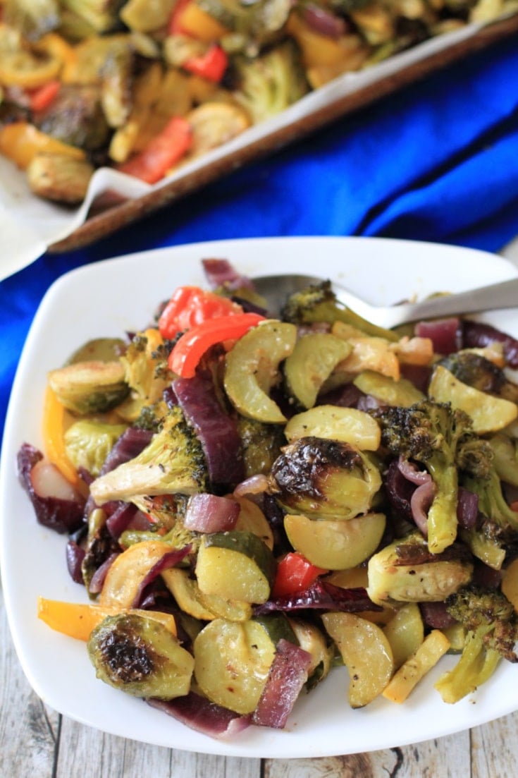 keto roasted vegetables on a plate