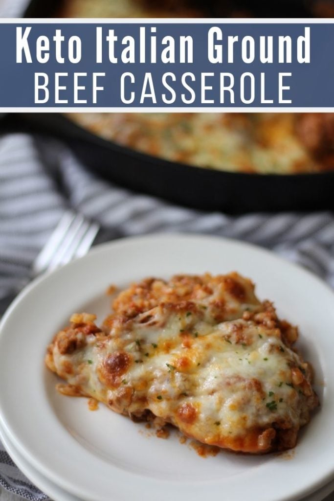 A serving of keto Italian ground beef casserole on a plate #keto #lowcarb