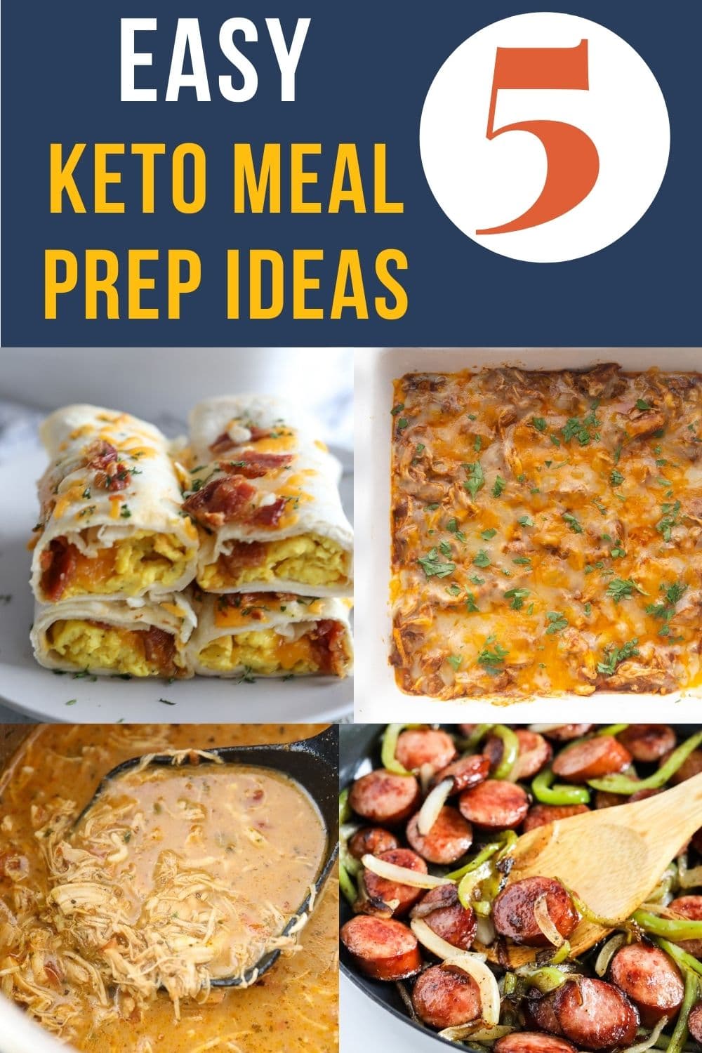 collage of photos for 5 easy keto meal prep ideas