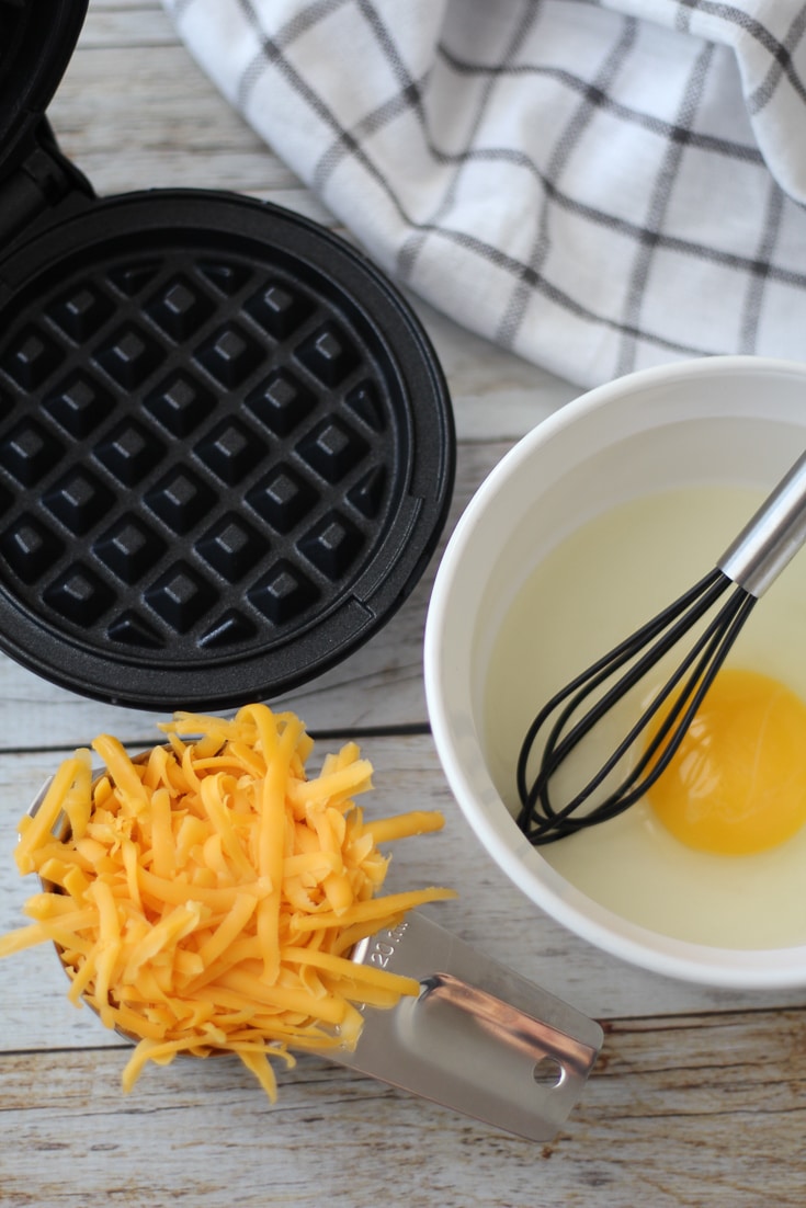 ingredients for keto chaffle or cheese waffle