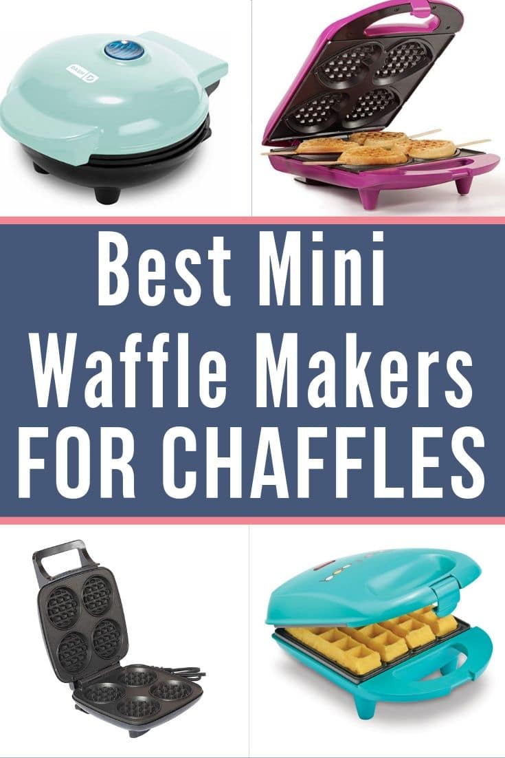 collage of mini waffle makers for Chaffles