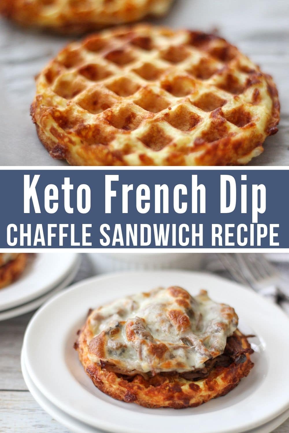 keto French dip chaffle sandwich collage