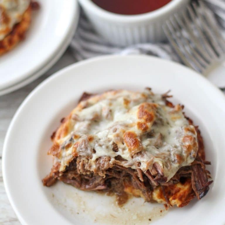 open faced keto French dip sandwich
