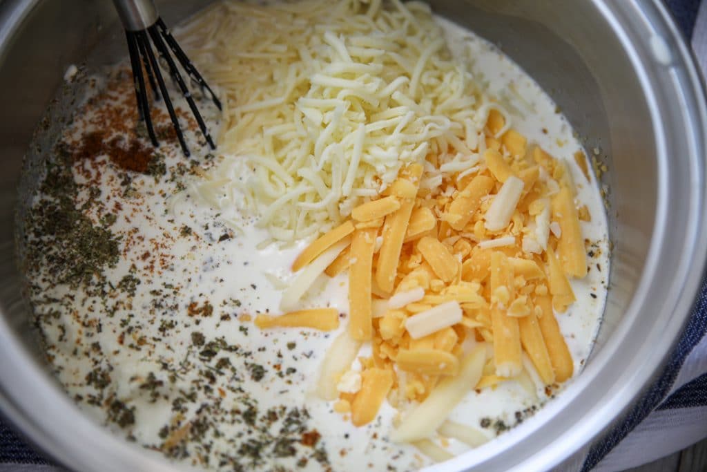 cheese sauce for cauliflower casserole in a saucepan