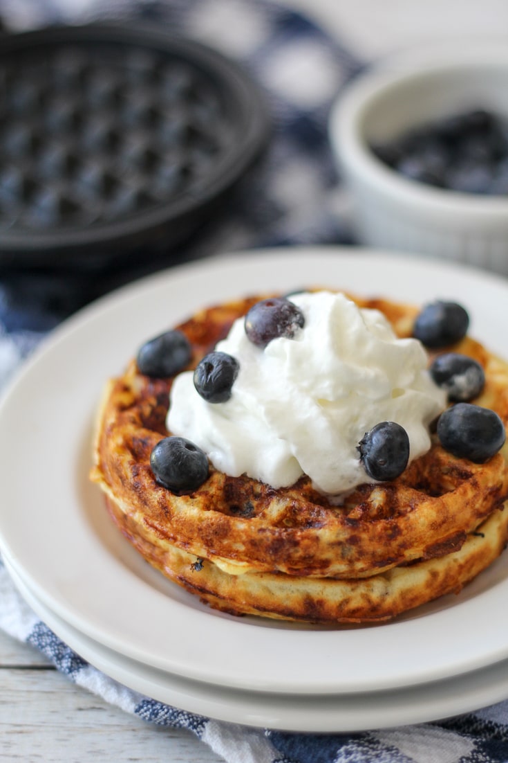 chaffle keto recipe plated with whipped cream on top