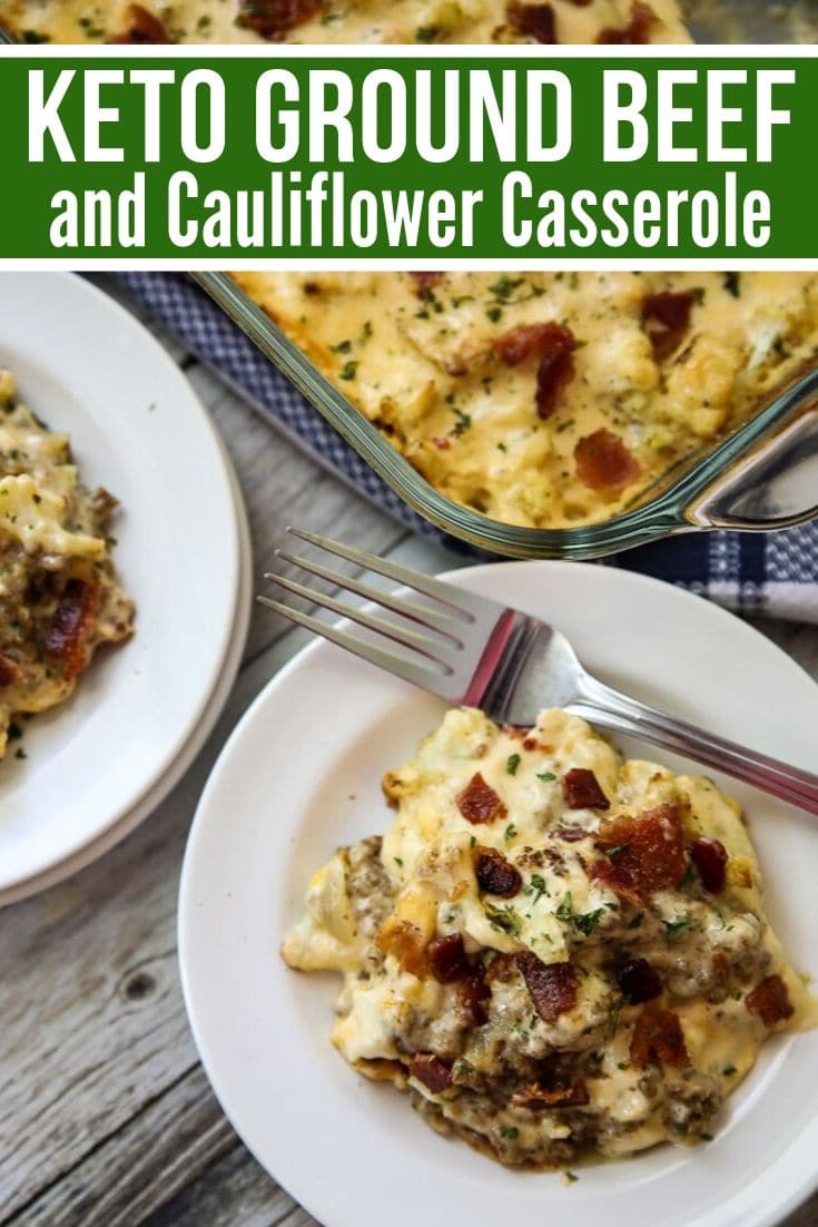 Cheesy Ground Beef and Cauliflower Casserole