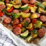 Italian sausage and veggies on a sheet pan