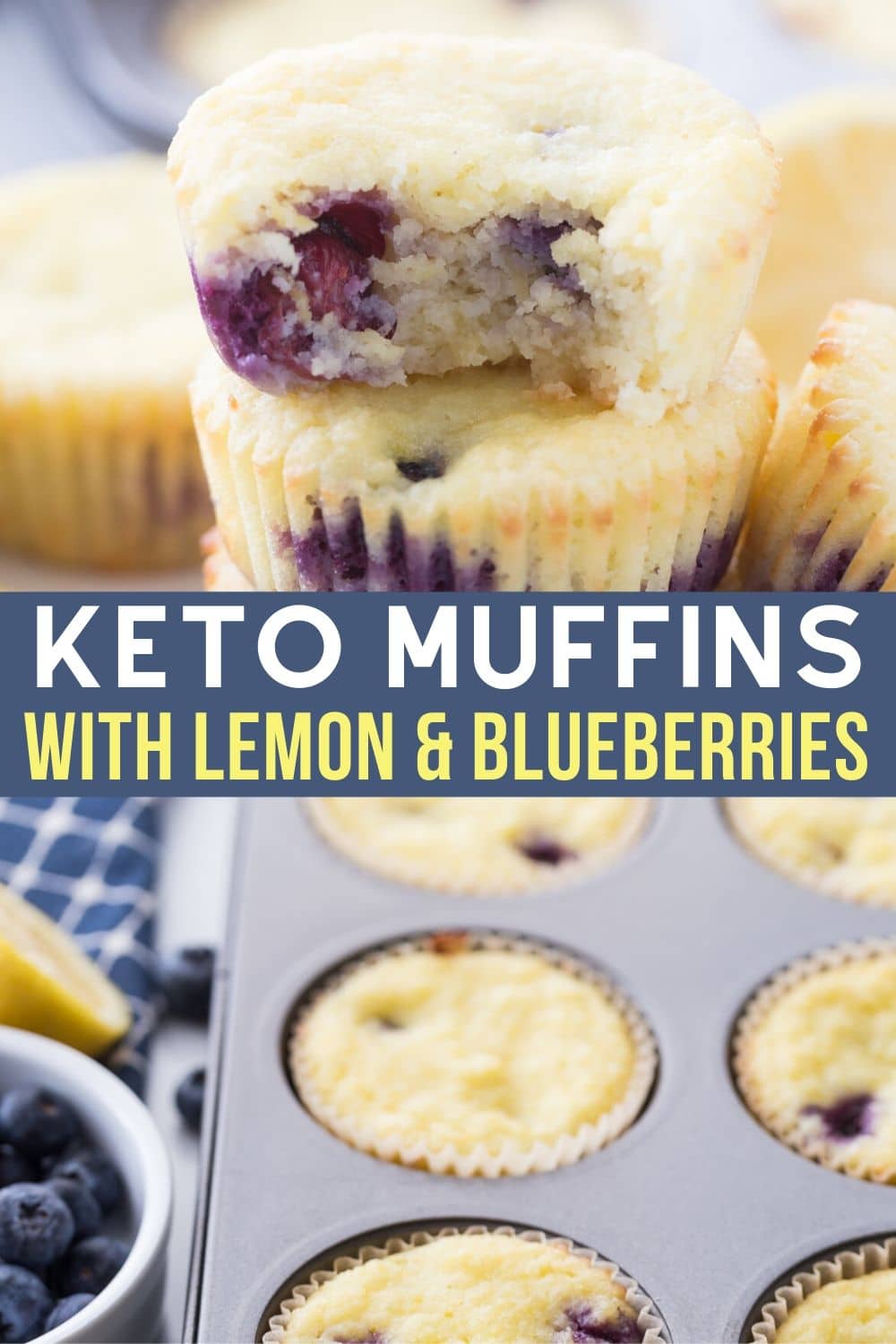 blueberry lemon keto muffins in a muffin tin