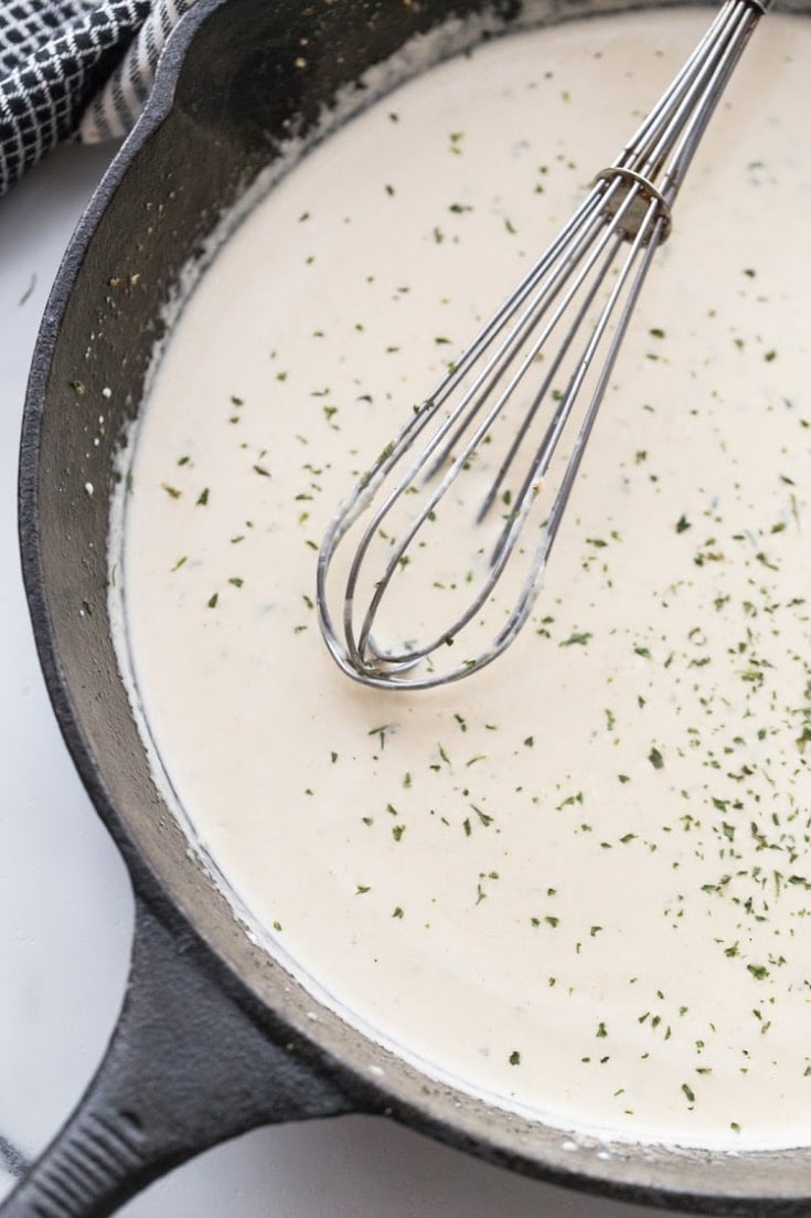 Creamy white gravy with cream cheese heavy cream and spices