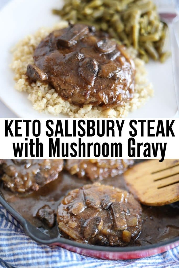 salisbury steak smothered in a creamy brown mushroom sauce