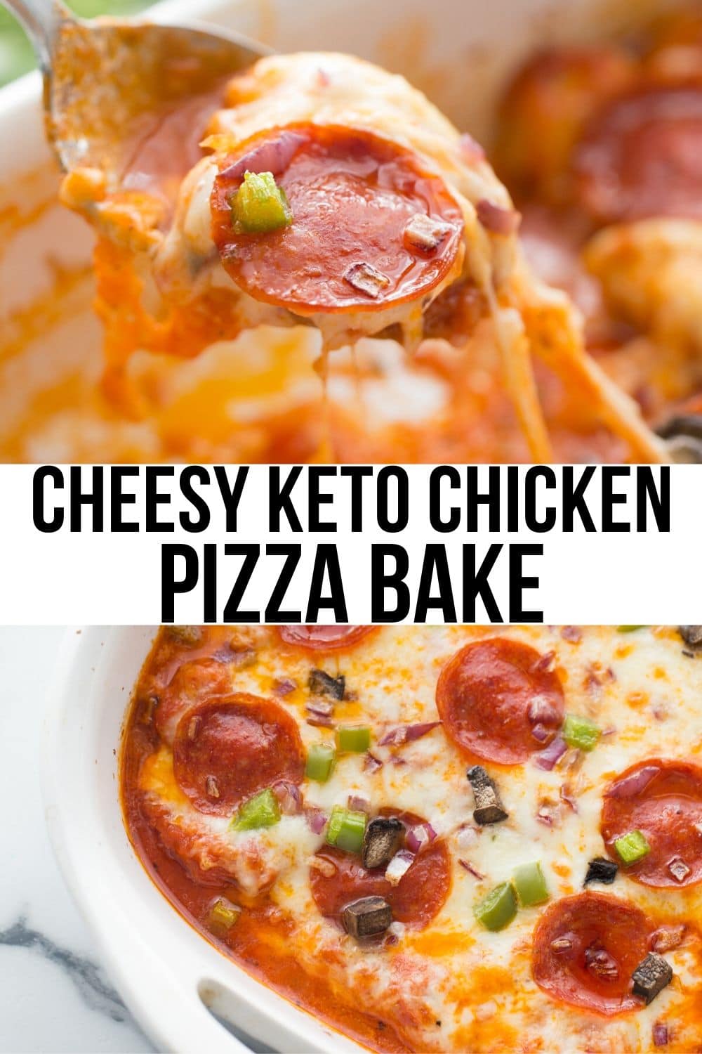 two images of keto pizza bake