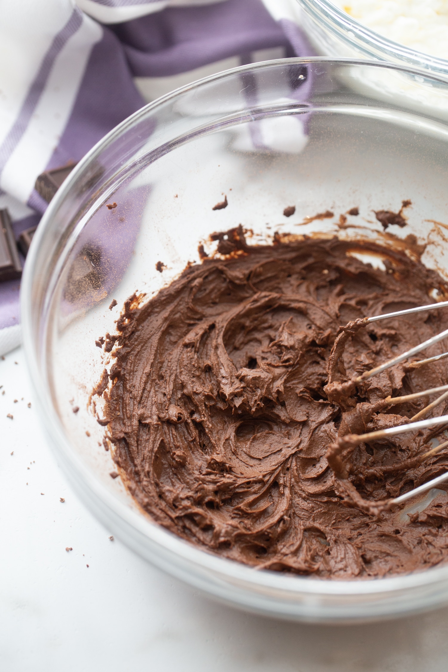 Chocolate Mousse mixture without the heavy whipping cream in a bowl.