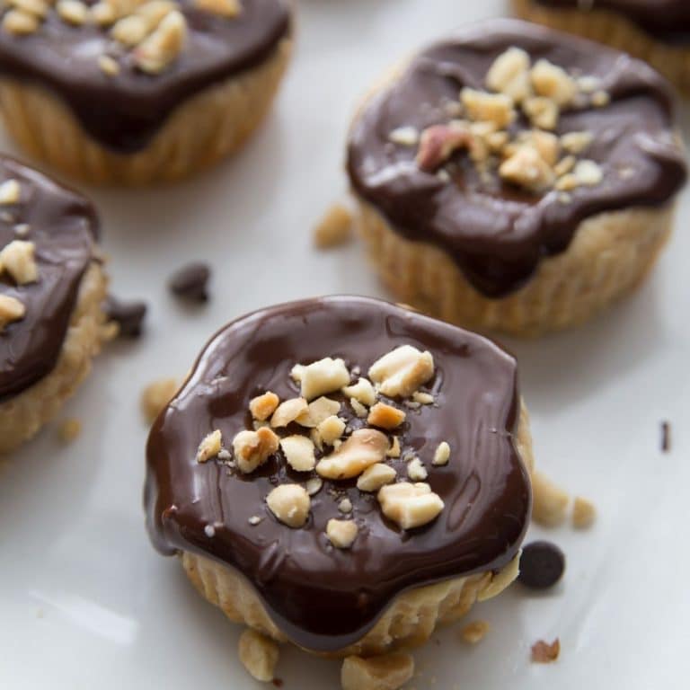 Keto Peanut Butter Cheesecake Bites (with Chocolate Sauce)
