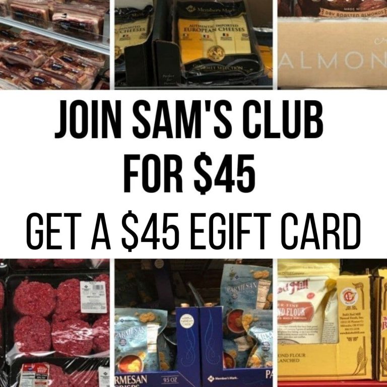 Sam’s Club Membership $45 with a $45 eGift Card!