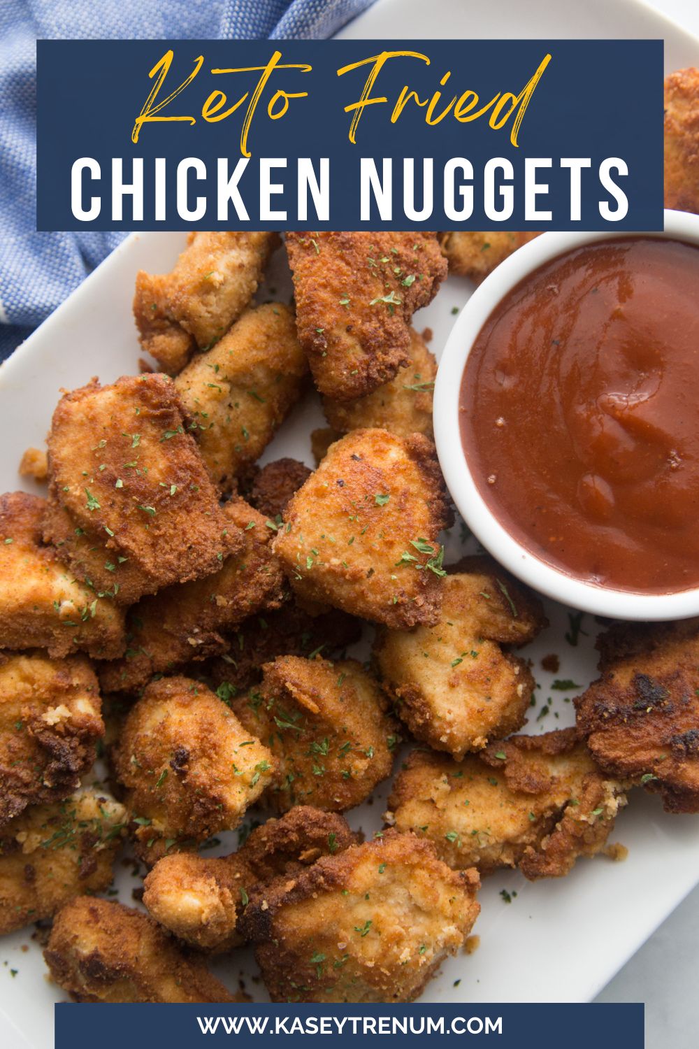 fried keto chicken nuggets on a platter
