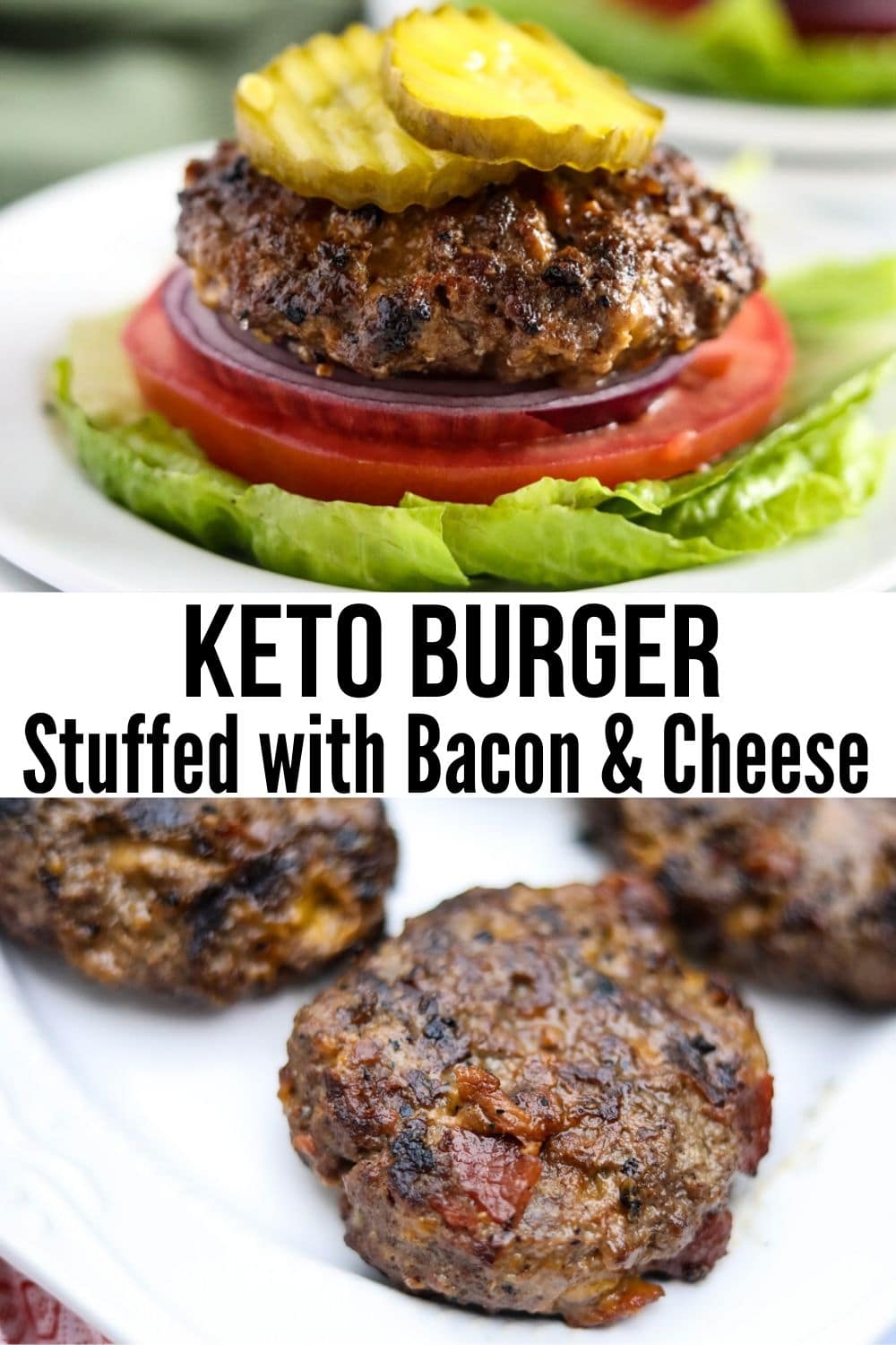 easy keto bacon cheeseburger on lettuce