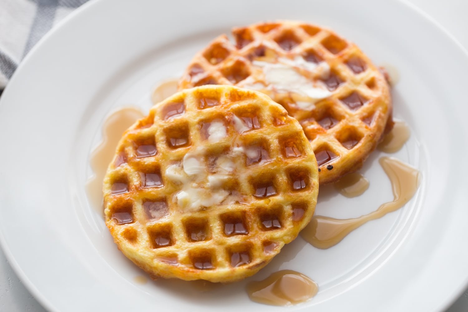 chaffles with butter and syrup