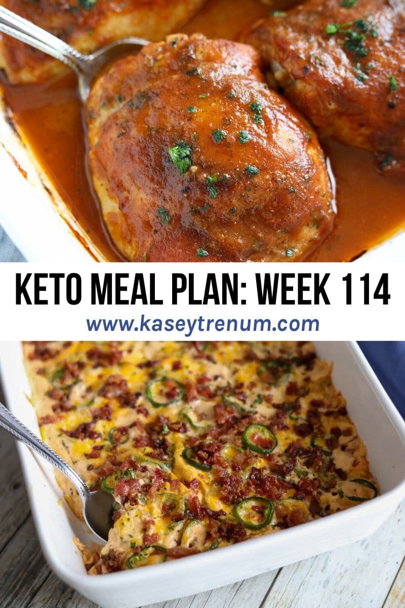 keto meal plan graphic with two keto recipes