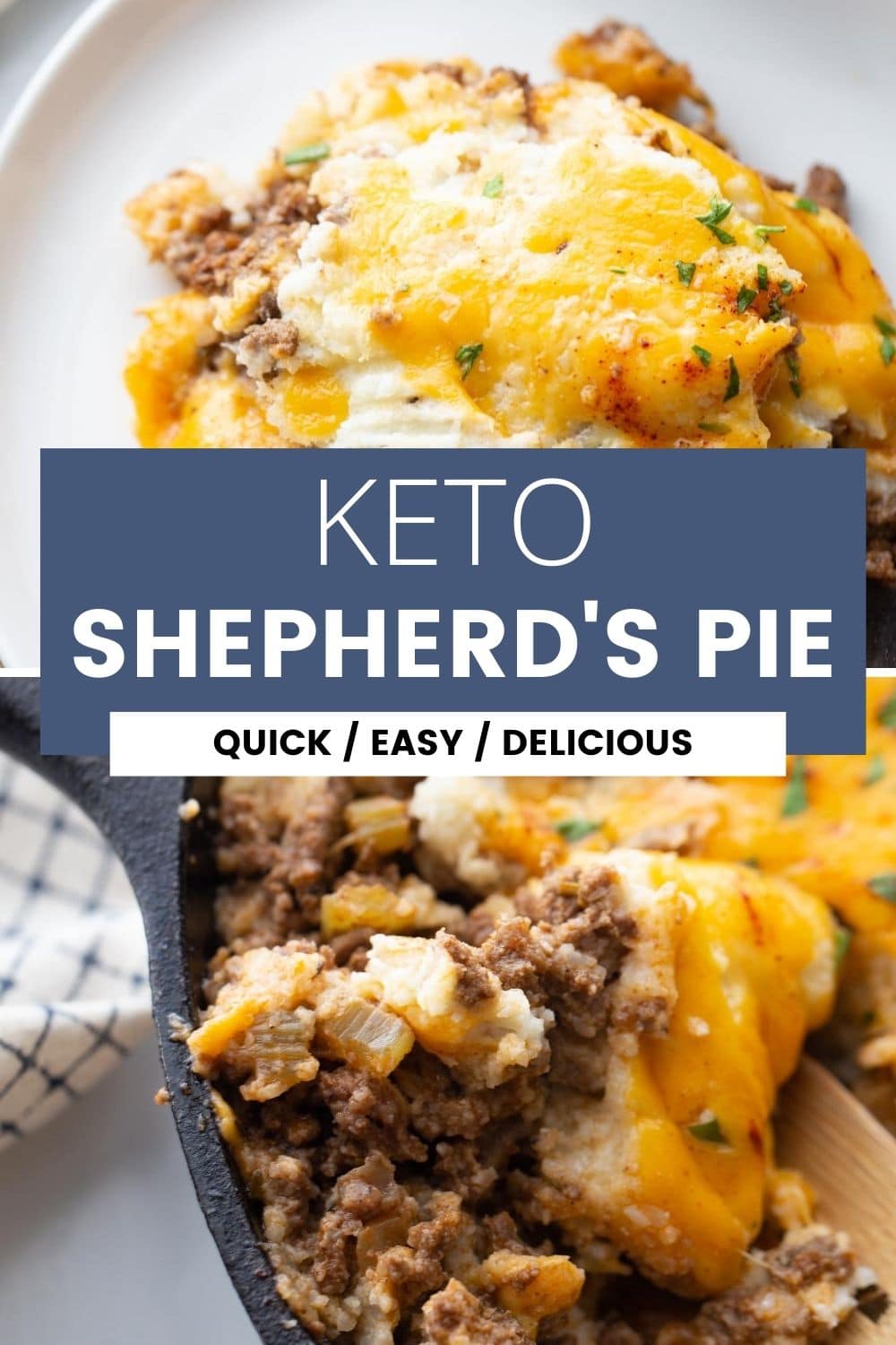 split image of shepherds pie with text overlay "keto shepherd's pie"